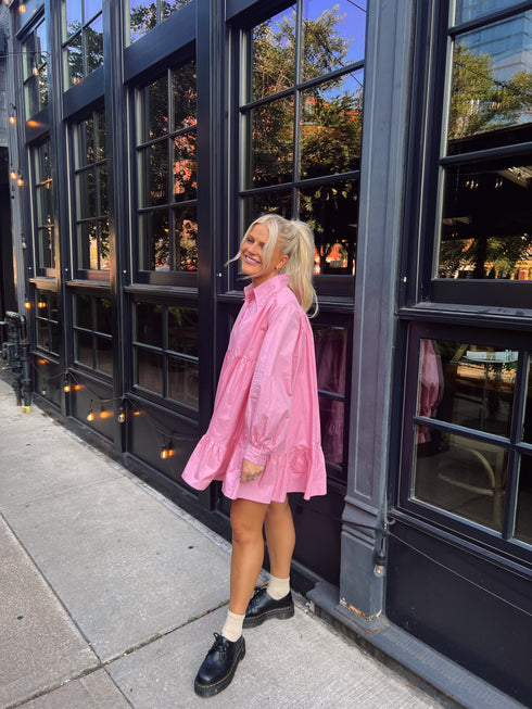 The Chloe Collared Dress// Pink